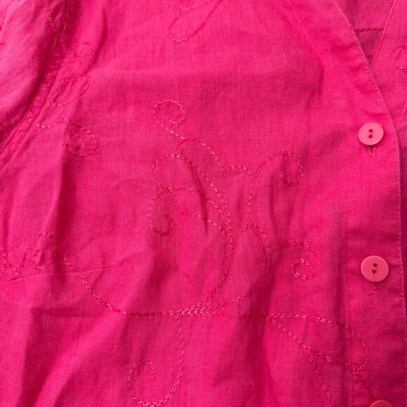 Deane and White Pink Embroidered Linen Button Down Shirt 2X - Picture 10 of 10